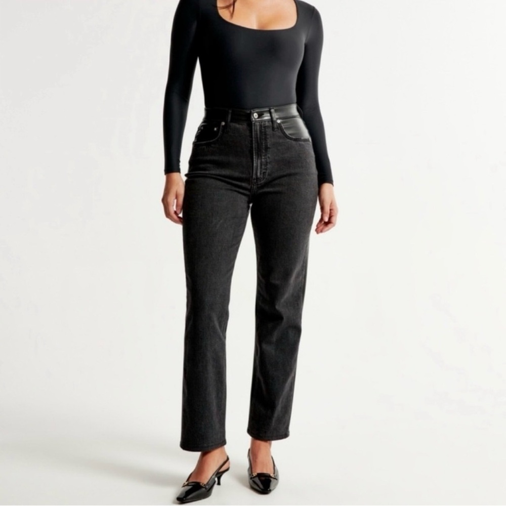 Abercrombie & Fitch mixed fabric ultra high rise jeans